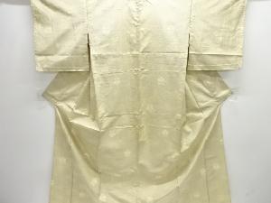 アンティーク　花模様織り出し十日町紬単衣着物